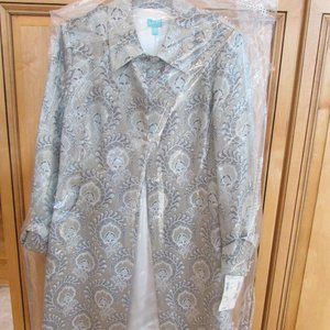 Classiques Entier Women Silver Grey Elegant Outerwear Long Blazer Coat Sz Medium
